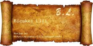 Bicskei Lili névjegykártya